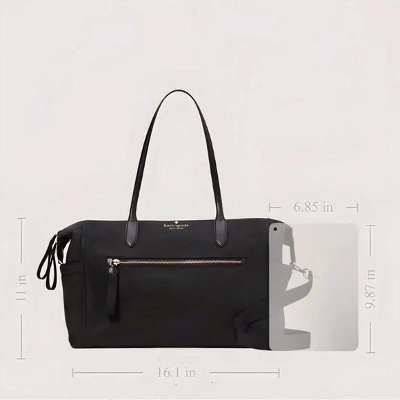 Kate Spade Chelsea weekender bag, black recycled nylon - Picture 6 of 7